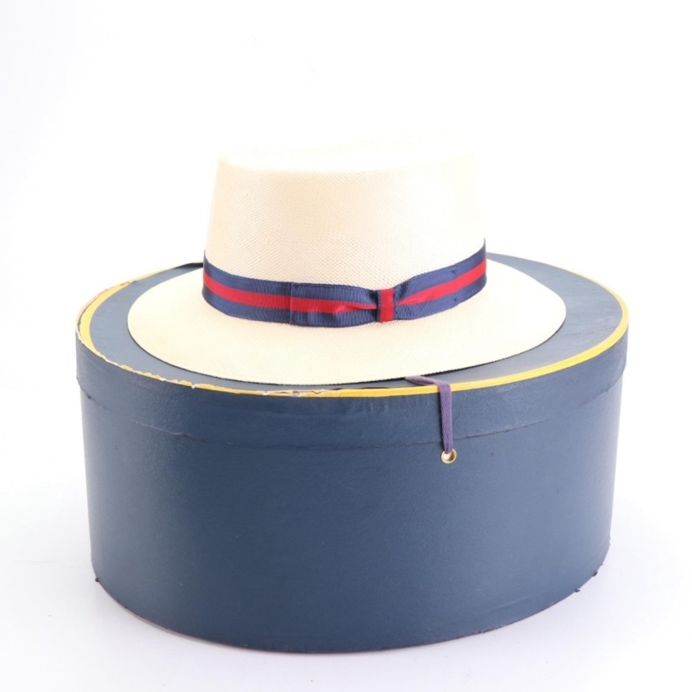 Vintage Dobbs Optimo Shantung Panama Straw Hat Woth Hat Box